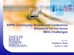 APPA Community Broadband Conference Broadband Service