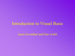 Introduction to Visual Basic - Bowling Green State University