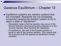 Gaseous Equilibrium – Chapter 12
