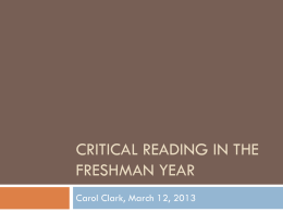 Critical Reading in the Freshman Year