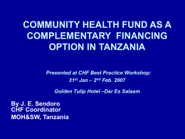 CHALLENGES OF SCALING UP COMMUNITY HEALTH FUND …