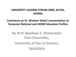 UNIVERSITY LEADERS FORUM 2008, ACCRA, GHANA …
