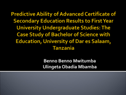 Predictive Ability of Advanced Certificate of Secondary