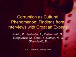 Corruption as Cultural Phenomenon: Findings from