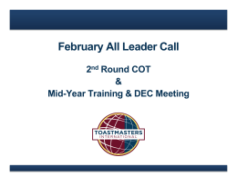 December All Leader Call - District 42 Toastmasters