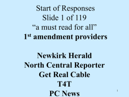 Start of Responses 1st amendment providers Newkirk Herald