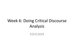 Week 6: Doing Critical Discourse Analysis
