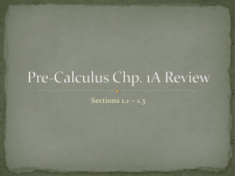 Pre-Calculus Chp. 1A Test