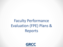 Faculty Performance Evaluation (FPE) Plans & Reports