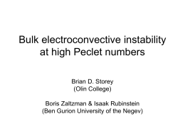 Bulk electroconvective instability at high Peclet numbers