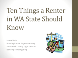 Ten Things a Renter in WA State Should Know