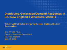 DR in wholesale markets - Renewable Energy Vermont