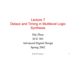 Lecture 5 Multilevel Logic Synthesis