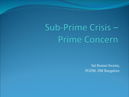 Sub-Prime Crisis – Prime Concern