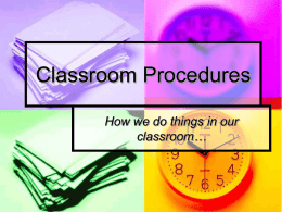 Classroom Procedures - Kentucky Department of Education