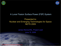 Fission Surface Power (FSP) Presentation to: Constellation