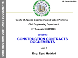CONSTRUCTION CONTRACTS DOCUEMENTS By LECTURER …