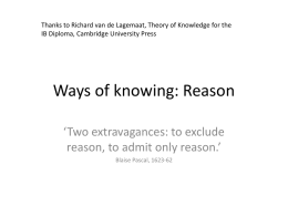 Ways of knowing: Reason