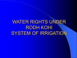 WATER RIGHTS UNDER RODH KOHI SYSTEM OF IRRIGATION
