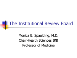 The role of the Institutional Review Board