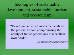 Ideologies of sustainable development, sustainable tourism