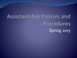 Assistantship Policies and Procedures