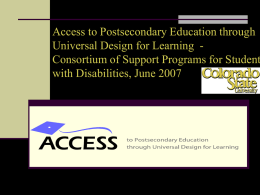 Access to Postsecondary Education through Universal Design