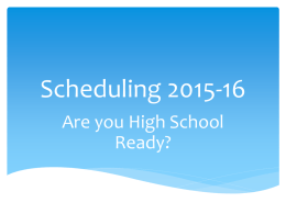 Scheduling Steps - Kentucky Department of Education