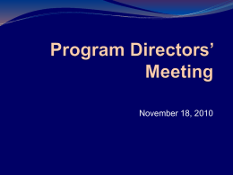 Program Directors’ Meeting