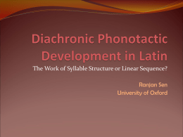 Diachronic Consonantal Phonotactics in Latin