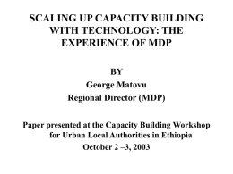 SCALING UP CAPACITY BUILDING WITH TECHNOLOGY: THE
