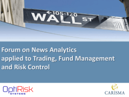 Forum on News Analytics applied to Trading, Fund