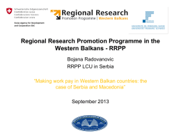 Regional Research Promotion Programme in the Western Balkans