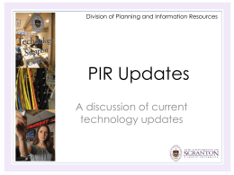 PIR Updates - University of Scranton