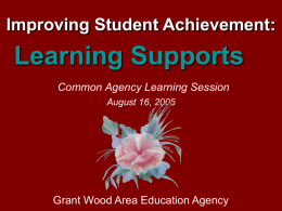 Introduction to Learning Supports (Supporting the Learning