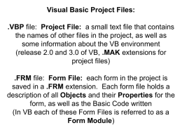 Visual Basic Project Files: .VBP file: Project File: a
