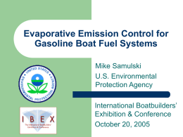 Evaporative Emission Control for Gasoline Boat Fuel Systems