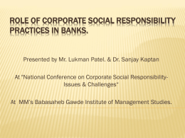 Role of corporate social responsibility practices in banks.