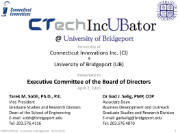IncUBator @ Univ. of Bridgeport