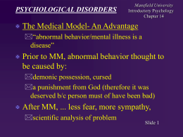 Psychological Disorders - Mansfield University of Pennsylvania