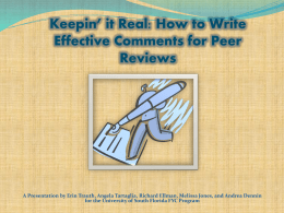 Keepin’ it Real: How to Write Effective Comments for Peer