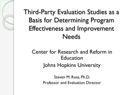 Third-Party Evaluation Studies as a basis for Determining