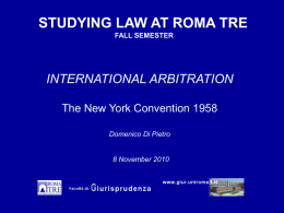 STUDYING LAW AT ROME TRE INTERNATIONAL ARBITRATION …