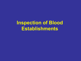 Inspection of Blood Establishments