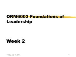 ORM6003 Foundations of Leadership