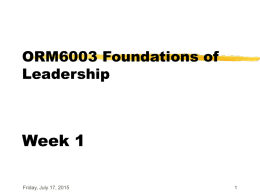 ORM6003 Foundations of Leadership