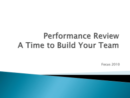 Performance Review A Time to Build Your Team