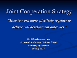 Workshop on Joint Cooperation Strategy