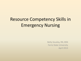 Resource Competency in Emergency Nursing