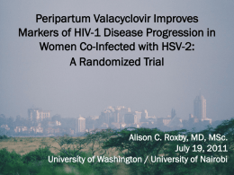 Peripartum Valacyclovir Improves Markers of HIV